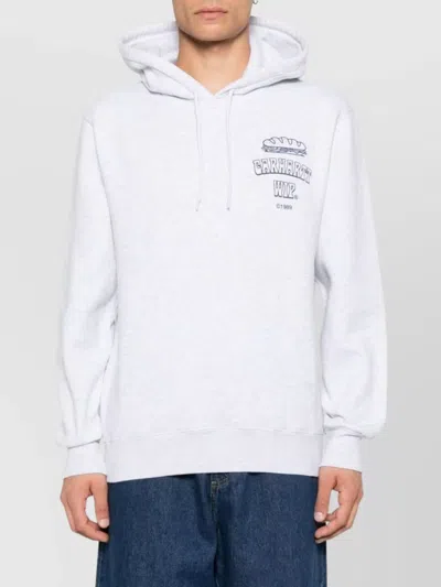 Carhartt Logo Cotton Hoodie With Drawstring Hood In Gray