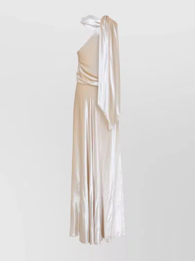 Alberta Ferretti One-shoulder Maxi Dress With Draped Sleeve In Pink