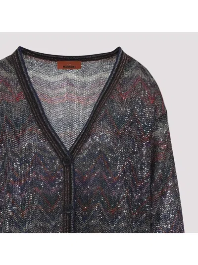 Missoni Oversized V-neck Cardigan With Zigzag Pattern In Black