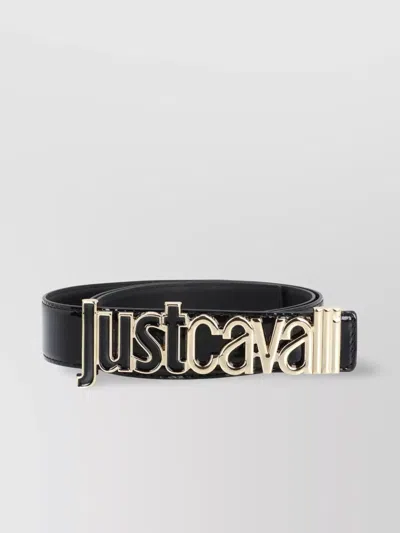 Just Cavalli Belt Patent Leather Metallic Detail In Black