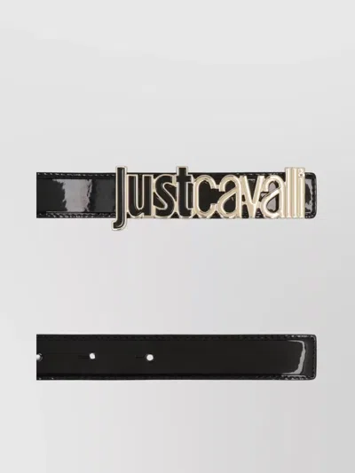 Just Cavalli Belt Patent Leather Metallic Detail In Black
