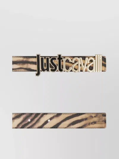 Just Cavalli Jc Patent Leather Belt Printed Leather Belt In Brown