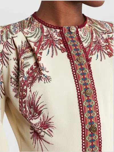 Etro Sable Midi Dress With Floral Paisley Print In Nude