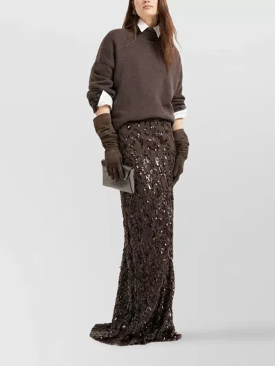 Brunello Cucinelli Turtle Neck Collar In Brown