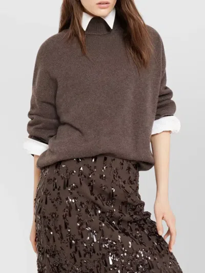 Brunello Cucinelli Turtle Neck Collar In Brown