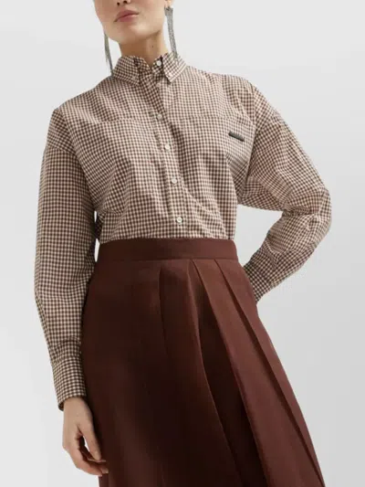 Brunello Cucinelli Flared Silk Skirt Sheer Overlay In Red