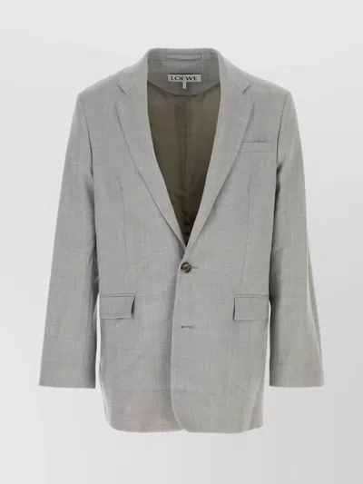 Loewe Single-breasted Tailored Jacket Jackets Grey In Gray