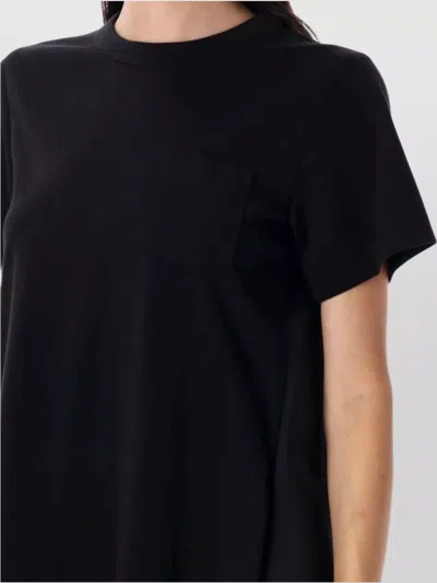 Sacai Ruffled Hem T-shirt Dress With Relaxed Silhouette In Black