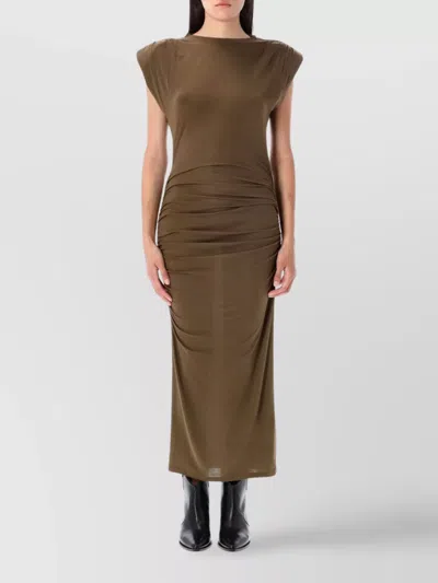 Isabel Marant Étoile Sleeveless Midi Dress Featuring Ruched Design In Brown