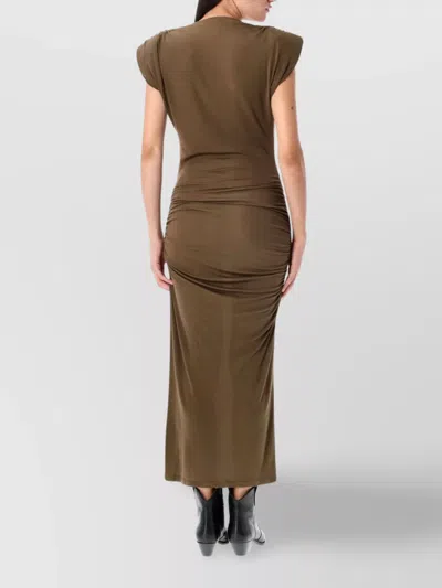 Isabel Marant Étoile Sleeveless Midi Dress Featuring Ruched Design In Brown