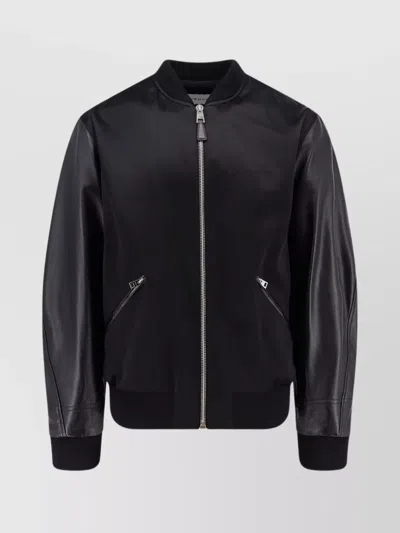 Givenchy Men Cotton And Nylon Jacket With Leather Sleeves In Black
