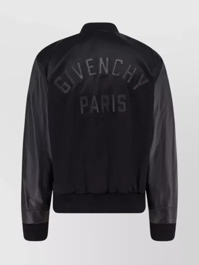Givenchy Men Cotton And Nylon Jacket With Leather Sleeves In Black