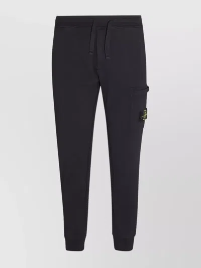 Stone Island Brushed Cotton Joggers With Adjustable Drawstring And Side Logo Badge In White