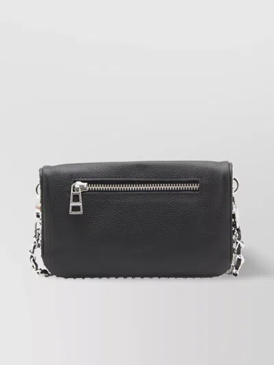 Zadig & Voltaire Chain Strap Metal Embellishment Studded Flap In Black