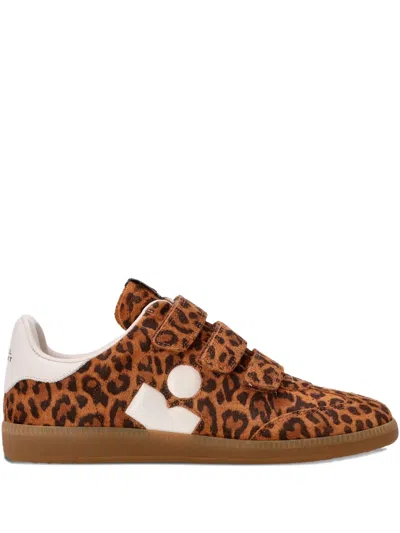 Isabel Marant Printed Suede Sneakers In Brown