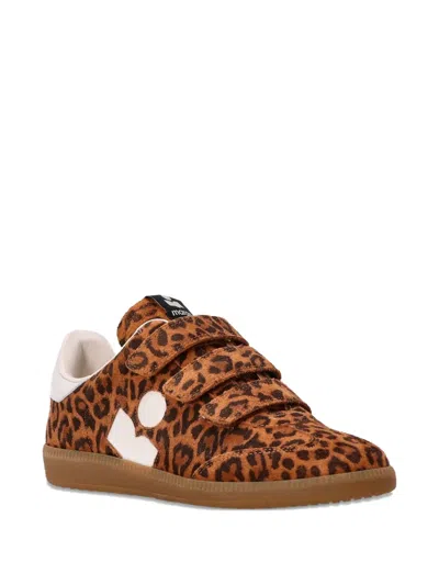 Isabel Marant Printed Suede Sneakers In Brown