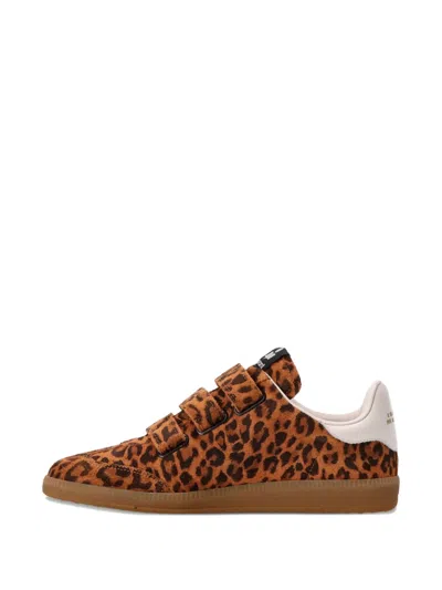 Isabel Marant Printed Suede Sneakers In Brown
