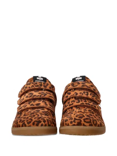 Isabel Marant Printed Suede Sneakers In Brown