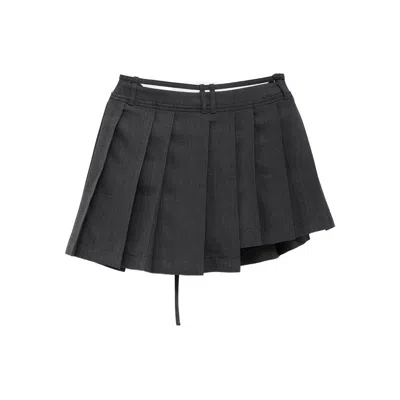 Acne Studios Gray Pleated Miniskirt In Black