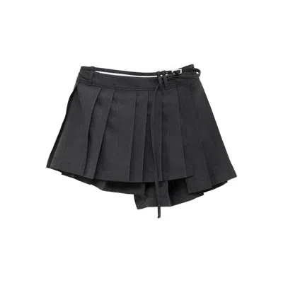 Acne Studios Gray Pleated Miniskirt In Black