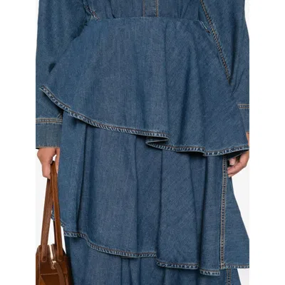 Alaïa Alaia Spiral Skirt In Denim In Blue