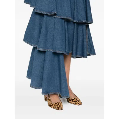 Alaïa Alaia Spiral Skirt In Denim In Blue