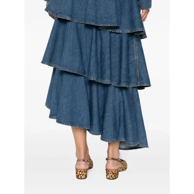 Alaïa Alaia Spiral Skirt In Denim In Blue