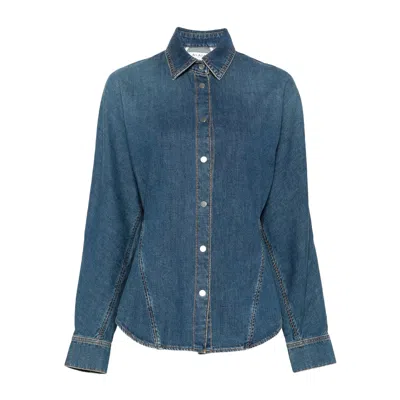 Alaïa Alaia Rounded Blue Denim Shirt Women In Blue