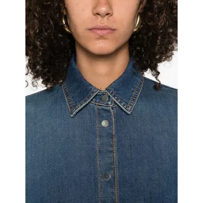 Alaïa Alaia Rounded Blue Denim Shirt Women In Blue