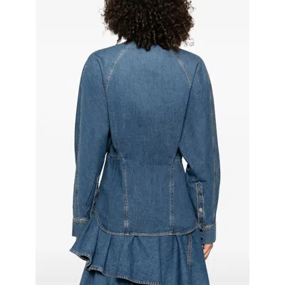 Alaïa Alaia Rounded Blue Denim Shirt Women In Blue