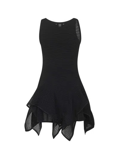Alaïa Short Dress With Ruffle Knit In Black