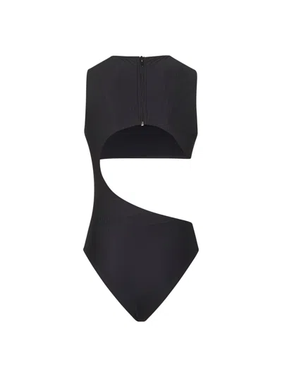 Alaïa Women Black One-piece Swimsuit With Cut-out In Black
