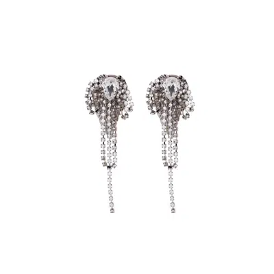 Alessandra Rich Crystal-embellished Fringed Earrings In Metallic