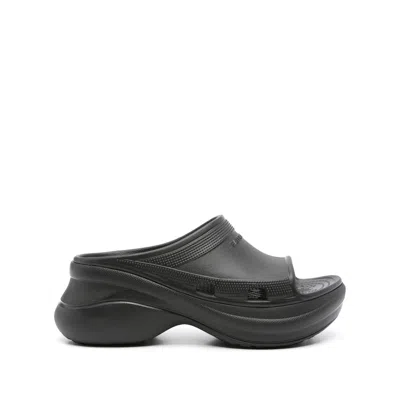 Balenciaga 85mm Rubber Pool Slide Sandals In Black