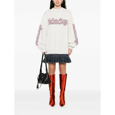 Balenciaga Hybrid Dress In Cotton Jersey And Denim In White