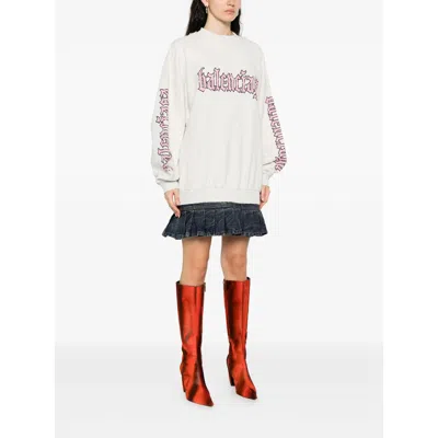 Balenciaga Hybrid Dress In Cotton Jersey And Denim In White