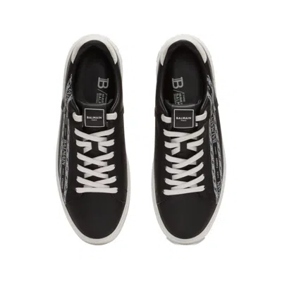 Balmain B-court Printed Calfskin Trainers In Black