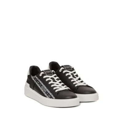 Balmain B-court Printed Calfskin Trainers In Black