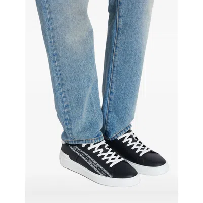 Balmain B-court Printed Calfskin Trainers In Black