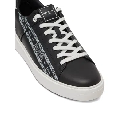 Balmain B-court Printed Calfskin Trainers In Black