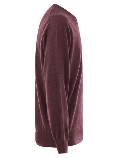 Brunello Cucinelli Ribbed Crewneck Sweater With Soft Texture In Brown