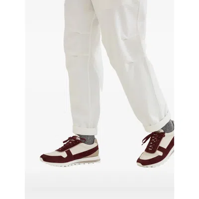 Brunello Cucinelli Runners In Calfskin And Washed Suede In Multi