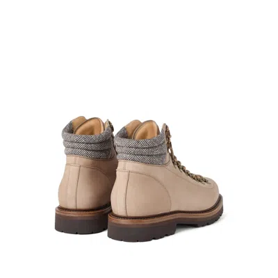 Brunello Cucinelli 'alpine' Ankle Boots Featuring Metal Eyelets In Brown