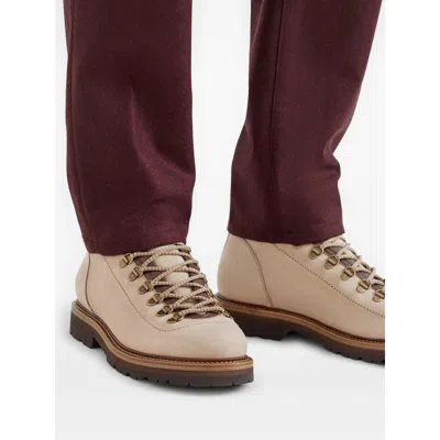 Brunello Cucinelli 'alpine' Ankle Boots Featuring Metal Eyelets In Brown