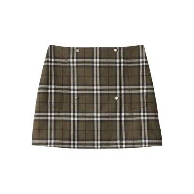 Burberry Check-pattern Wool Mini Skirt In Multi