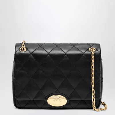 Burberry Black Quilted Crossbody Bag With Ekd Plaque On The Front And Chain-link Shoulder Strap In Leather Wo In Black