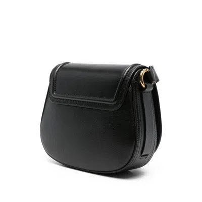 Chloé Grained Leather Shoulder Bag With Prominent Logo Detail In Black