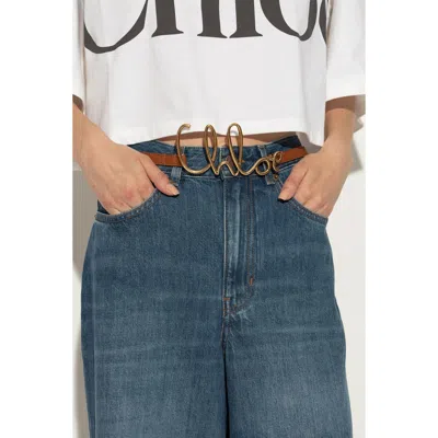 Chloé Logo Leather Belt In Brown