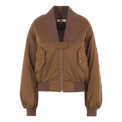 Chloé Zip-up Cropped Bomber Jacket In Brown