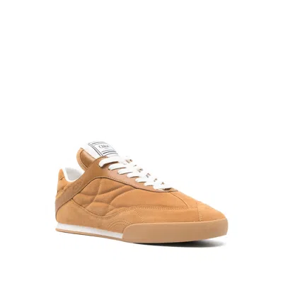 Chloé Kick Suede Leather Sneakers In Brown